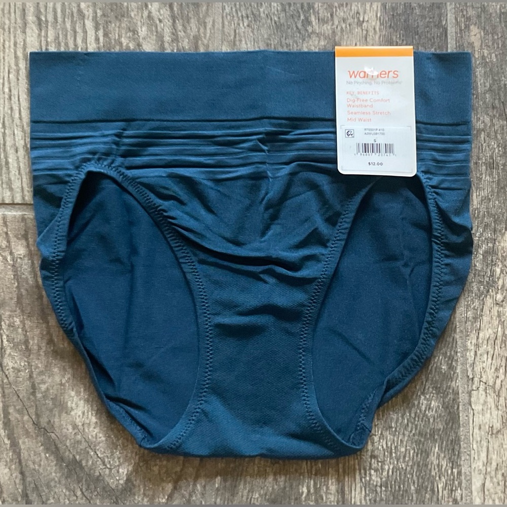NWT Warner’s All You Need Microfiber Seamless Hi Cut Panties Size S/5 Teal.